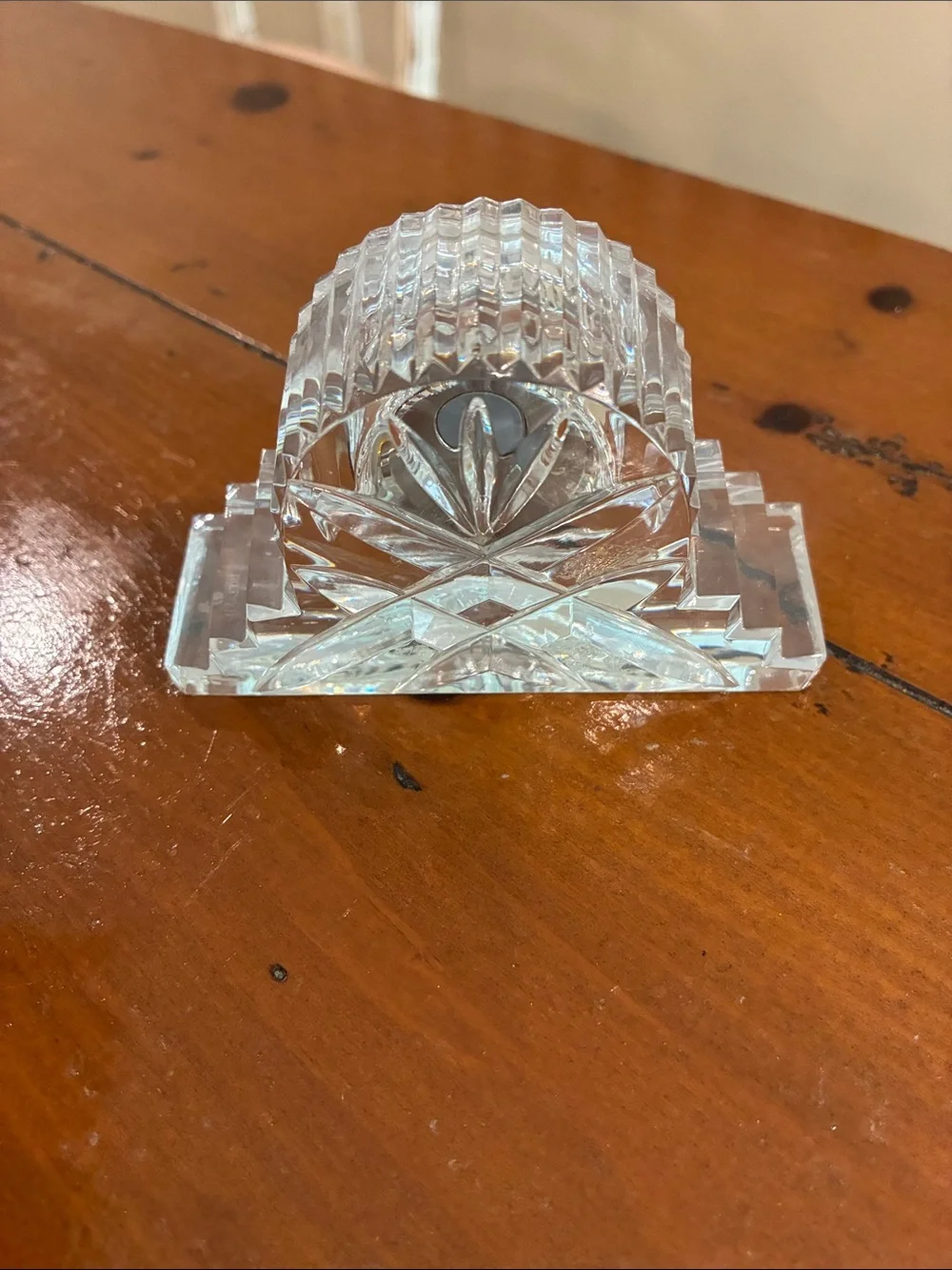 Waterford Clear Crystal Desk Clock with Gold Trim